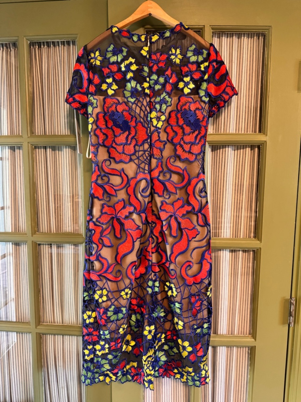 Jovani Sheer Floral Embroidered Midi Dress - New With Tags - Picture 2 of 8